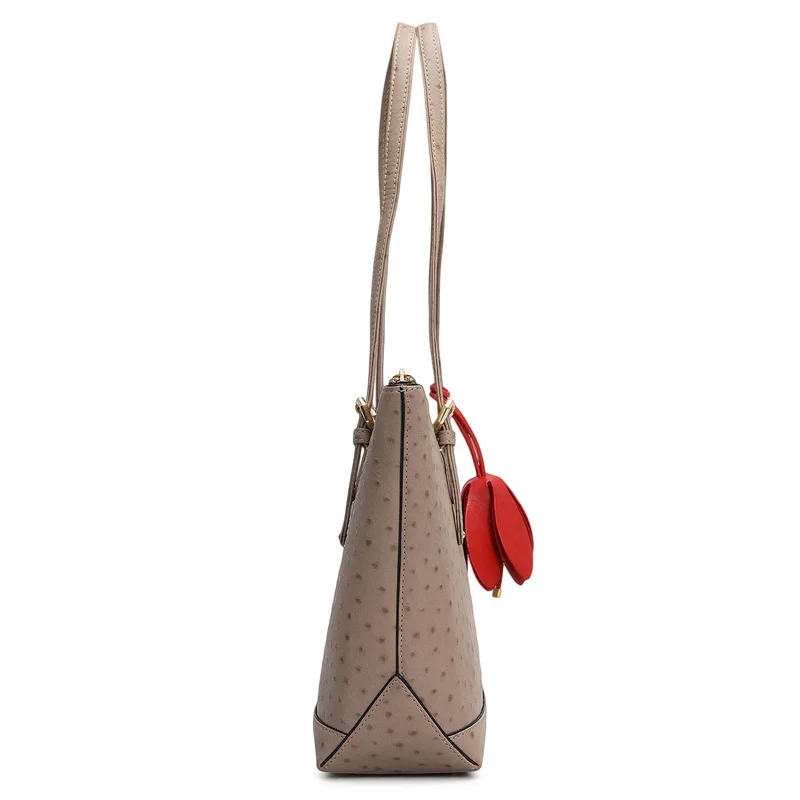 Da Milano Slate Medium Ostrich Leather Tote - Slate for Women | Best Price UAE